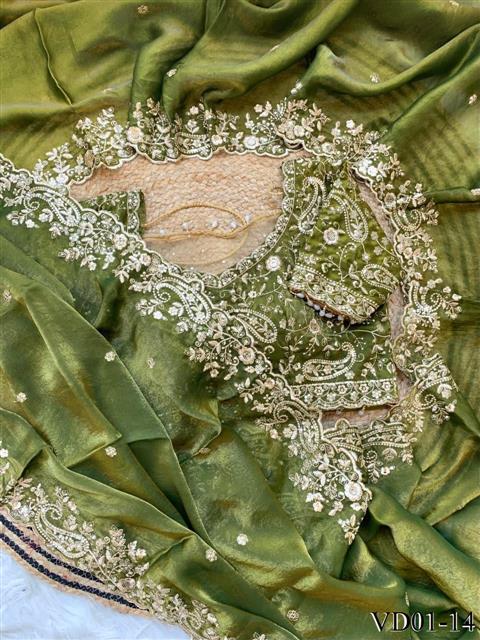 Pure Soft Fendy Silk With Embroidery Work Saree