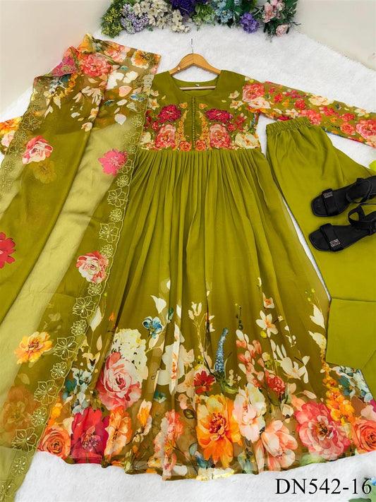 Beautifull Fox Georgette Hand Neck Work Gown