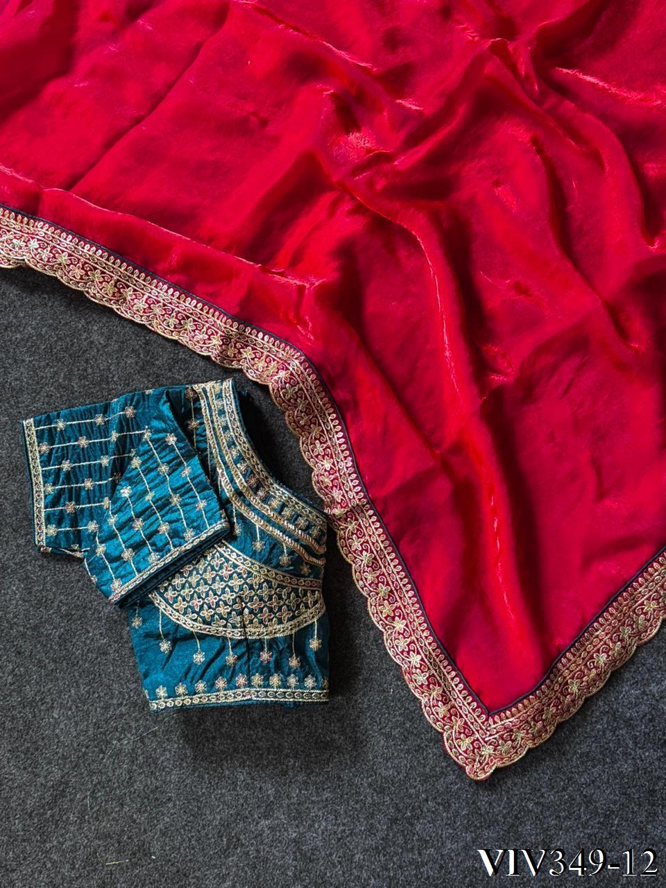 Beautiful Fandy Sartin With Border Embroidery Work Saree