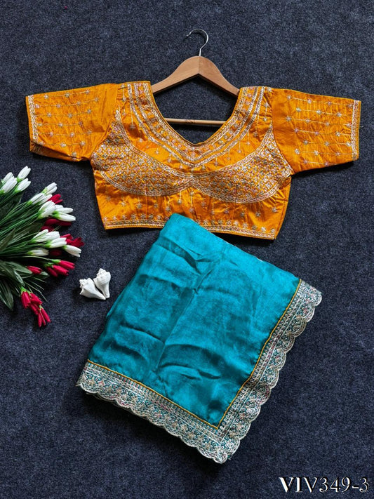 Beautiful Fandy Sartin With Border Embroidery Work Saree