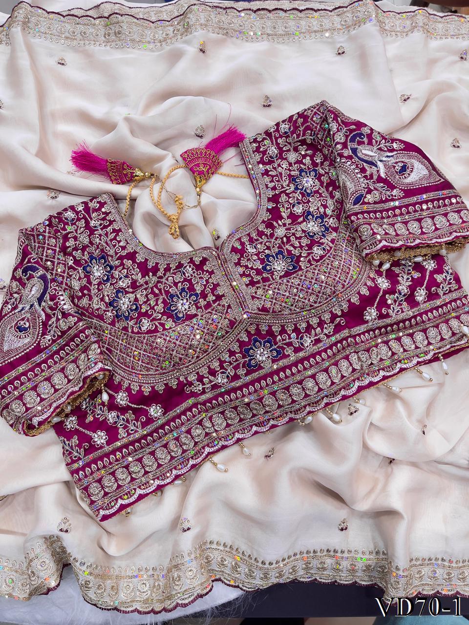 Beautiful Soft Rangoli Satin With Heavy Embroidery Sequence Work Saree
