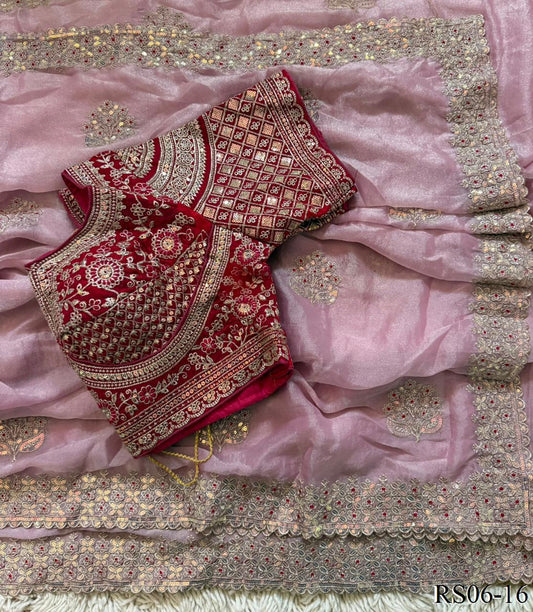 Beautifull Chiffon With Thread Embroidery Work Saree