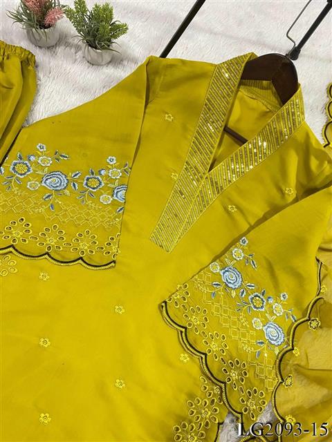 Beautiful Soft Rich Mal Chanderi With Sequence Embroidery Work Plazzo Suit