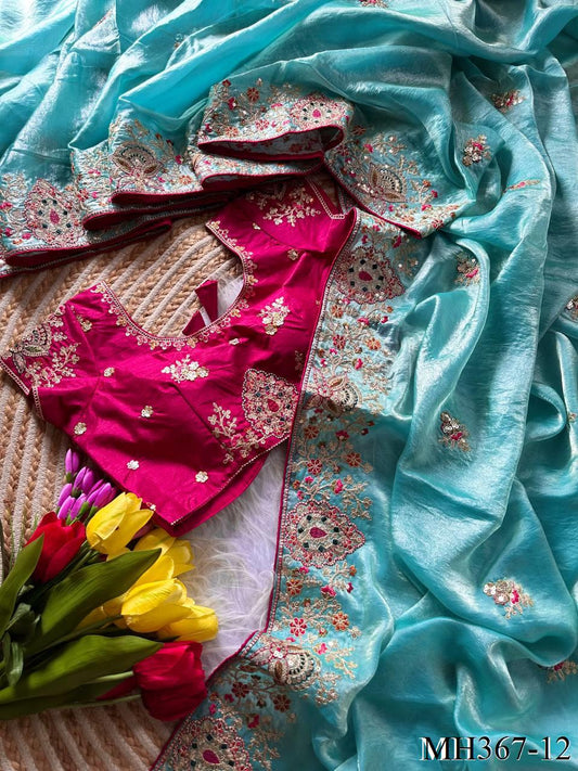 Most Viral Fandy Silk With Luxurious Shine Golden Embroidery Saree