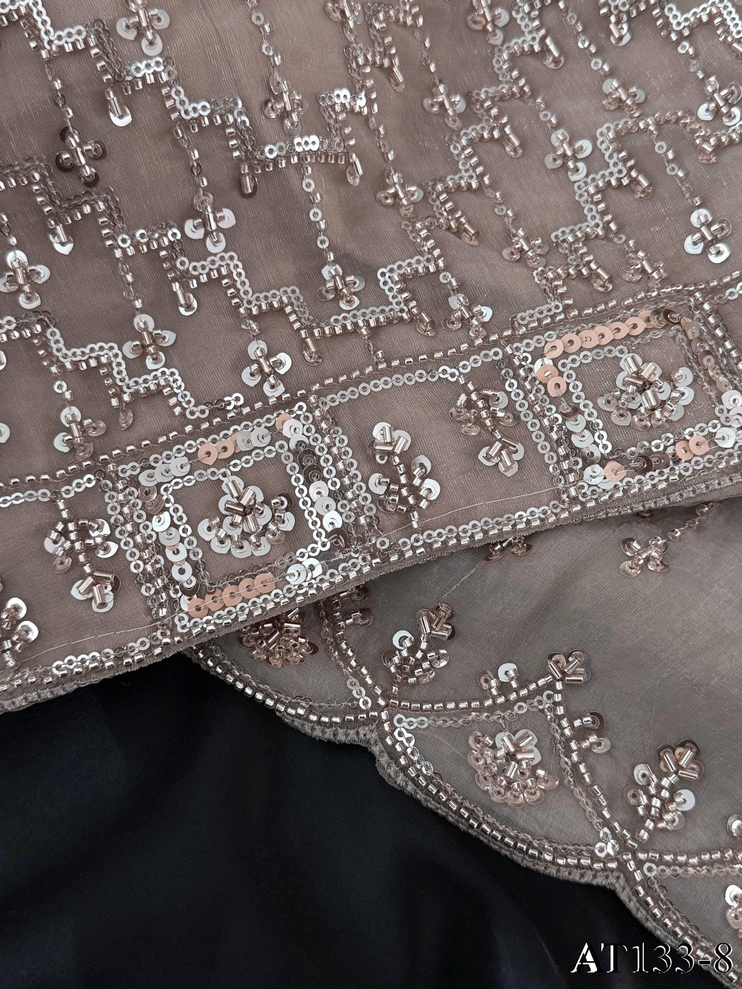 Beautifull NC Glass With Heavy Tone Sequience Work Saree