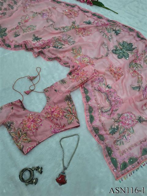Beautiful Soft Rich Premium Tabby Silk With Sequins & Real Mirror Work Saree
