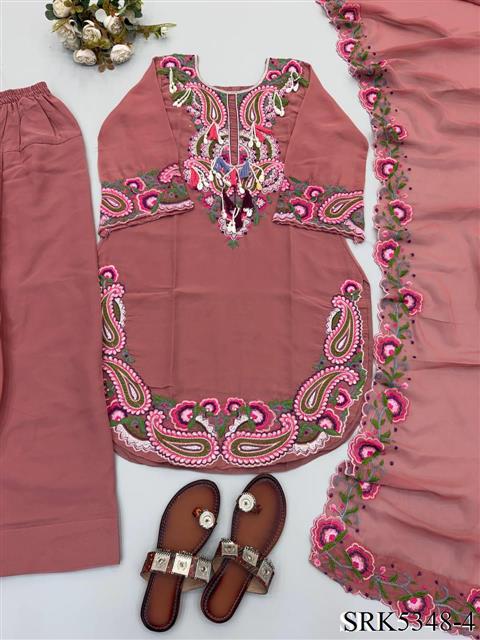 Beautiful Soft Rich Pure Heavy Georgette With Embroidery Thread Work Suit Set
