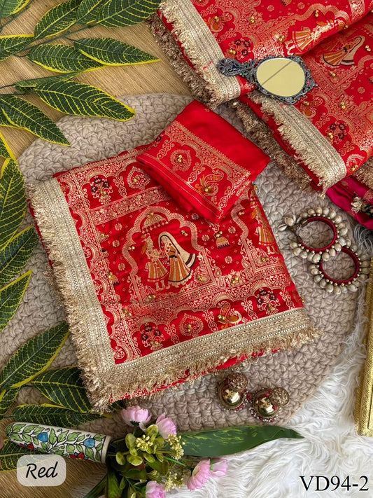Royal Red Meena Jaquard Saree