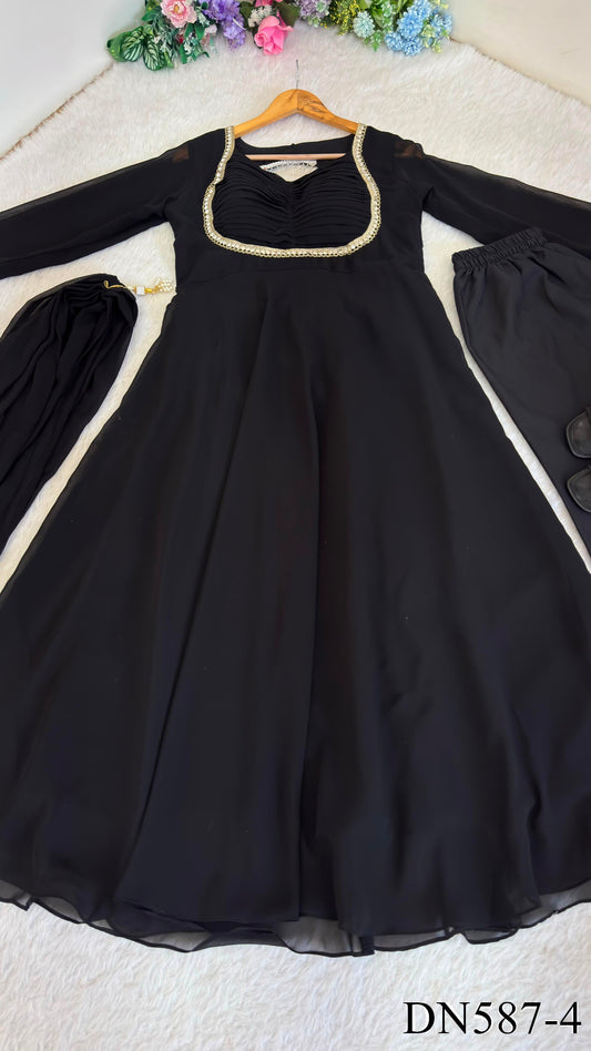 Black Color Georgette Sequience Work Anarkali