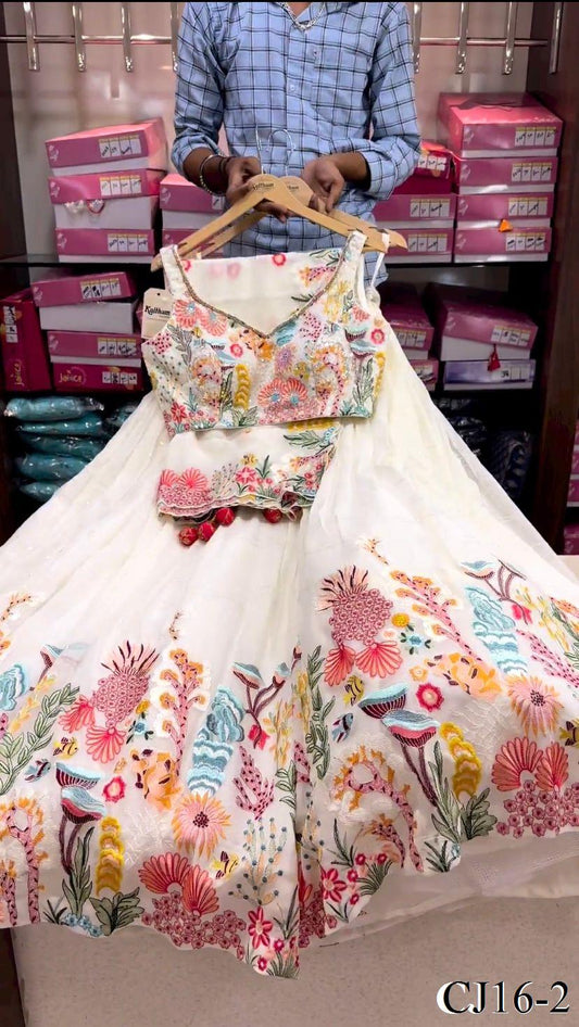 Beautifull Georgette Fabric With Embroidery Sequience Work Lehenga Choli