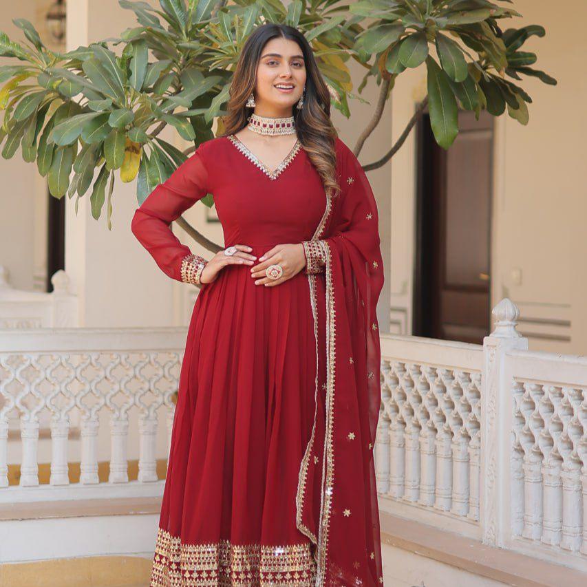 New Arrival Wedding Special Sequence Embroidery Work Gown