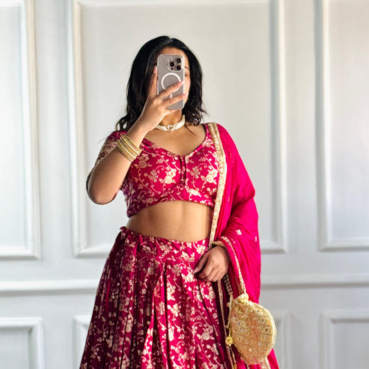 Heavy Thread and Sequence Work Pure Viscos Banarsi silk Lehenga Choli