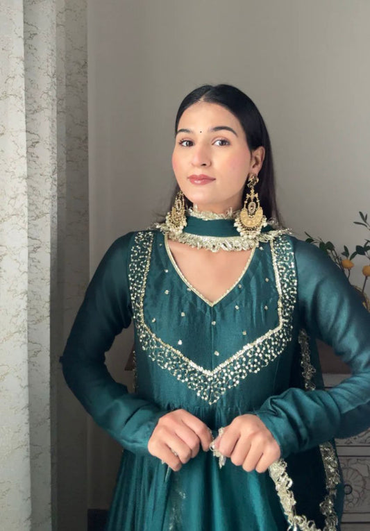 Embrodary Work With Full Sleeves And Work Gown