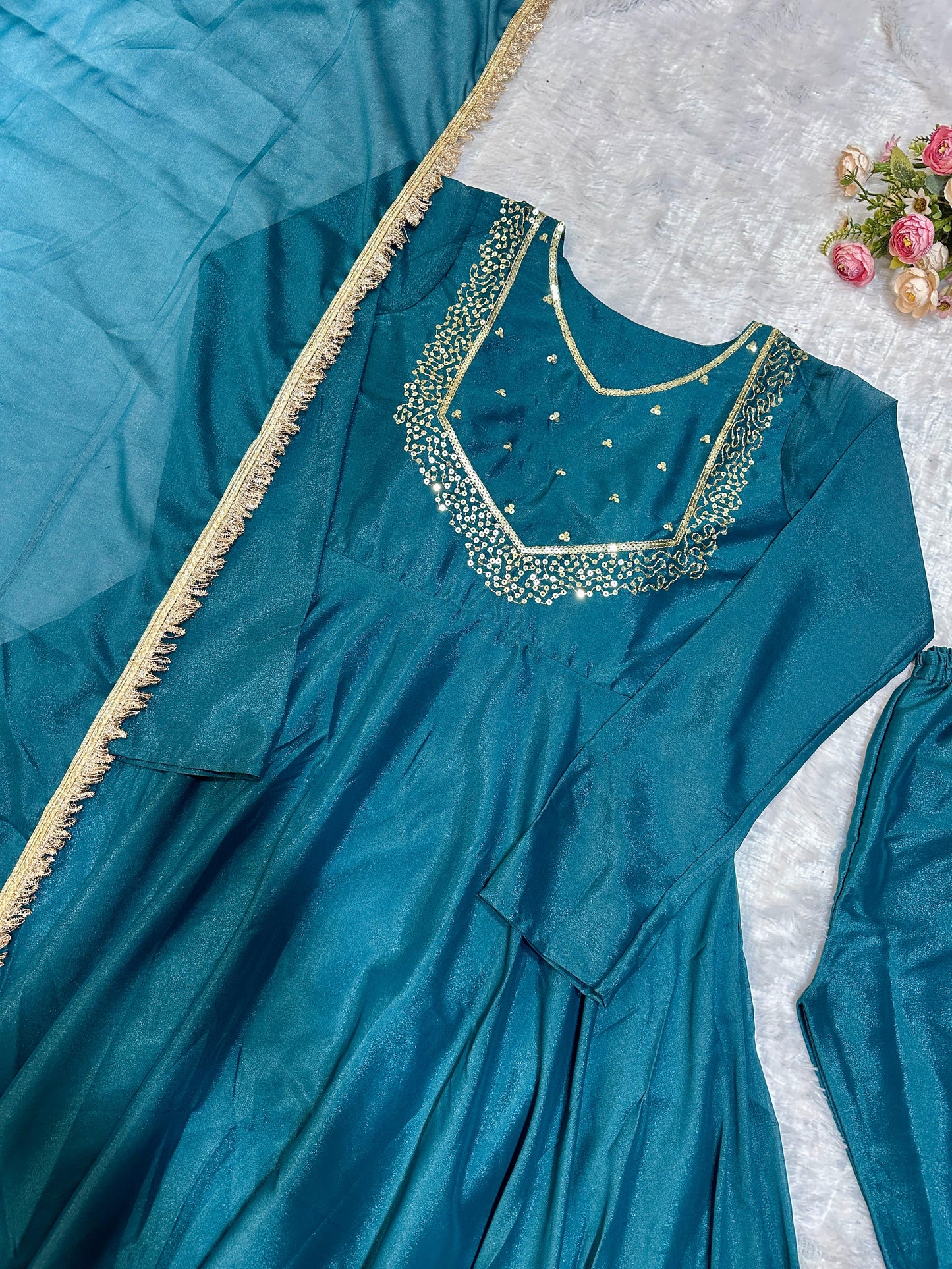 Embrodary Work With Full Sleeves And Work Gown