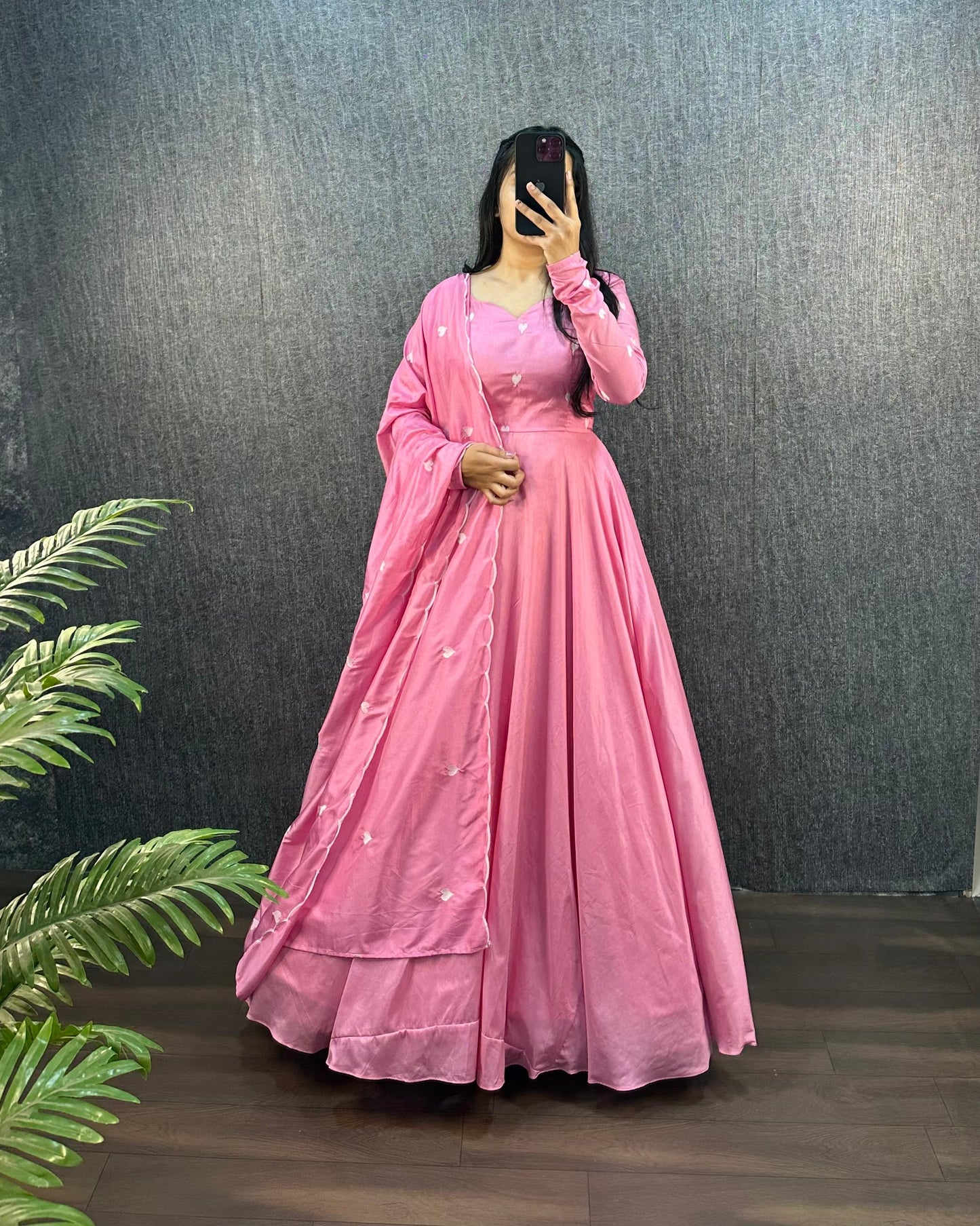 Original Ajrak Cotton Silk Heart Thread Work Gown