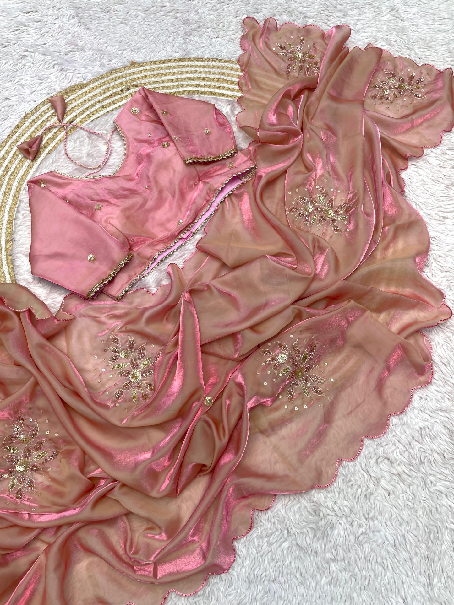 New Chinon fabric With Handwork Arko Allover Saree