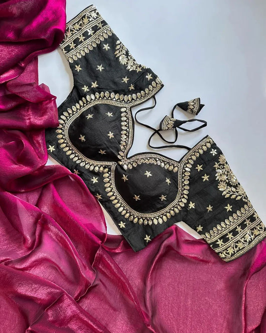 Rich Space Silk With Plain With Sabyasanchi Patternt Saree