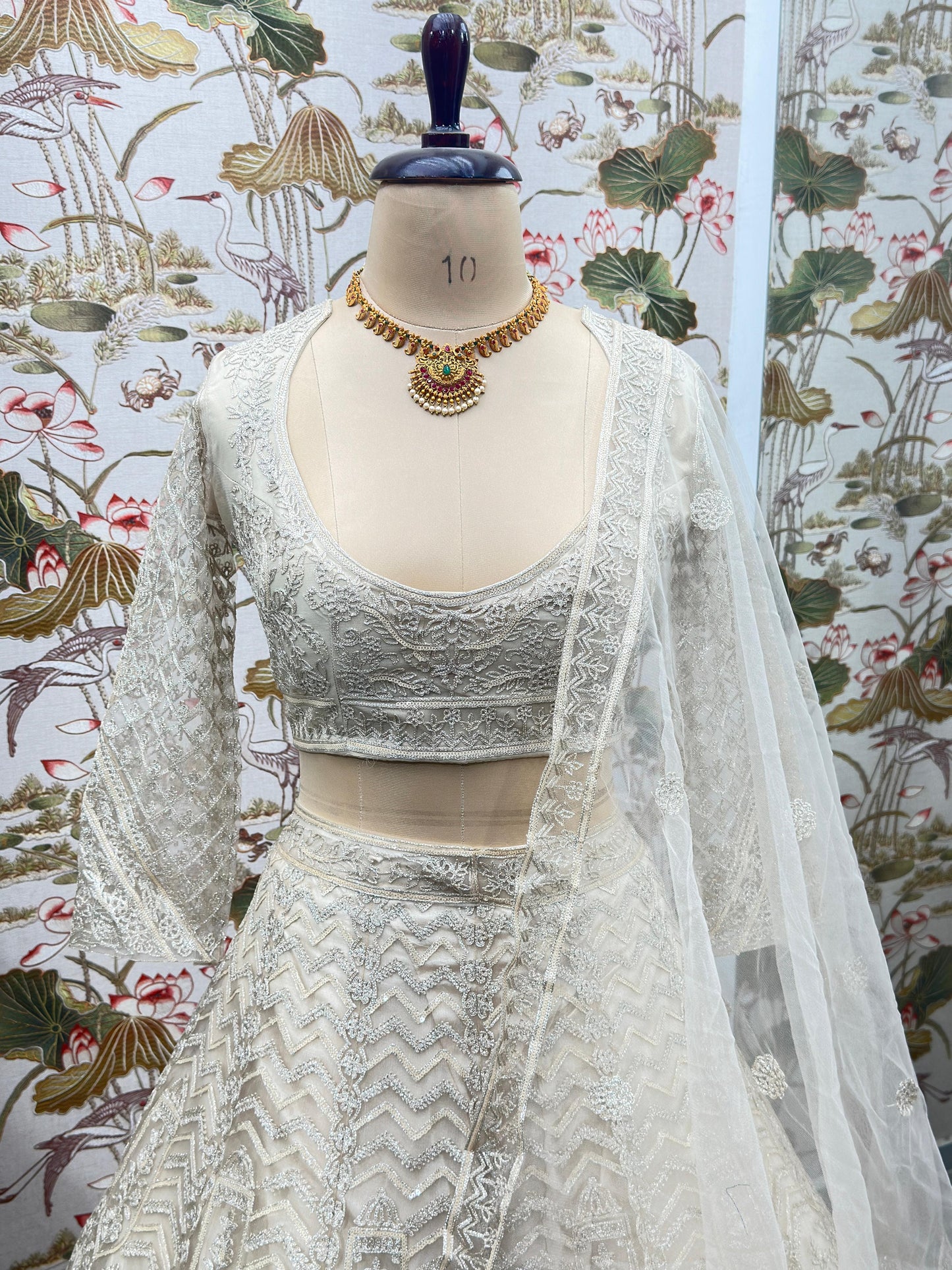 Net Embroidery Sequence Design Work With Canan And Canvas Flair Lehenga Choli