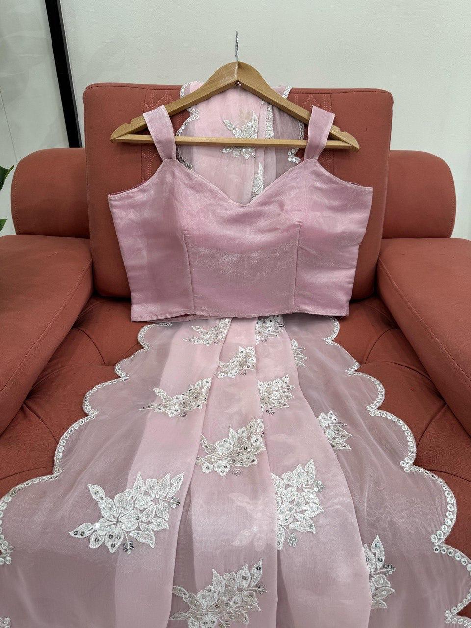 Havy Zimmy Chu Thred With Sequence Work With Plain work Saree