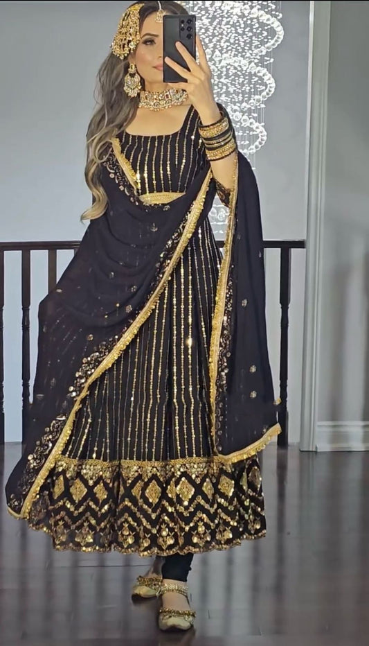 Havy Fox Goargate With Embroidery WOrk With Full Sleeves Micro Cotton Gown