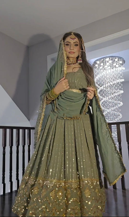 Havy Fox Goargate With Embroidery WOrk With Full Sleeves Micro Cotton Gown