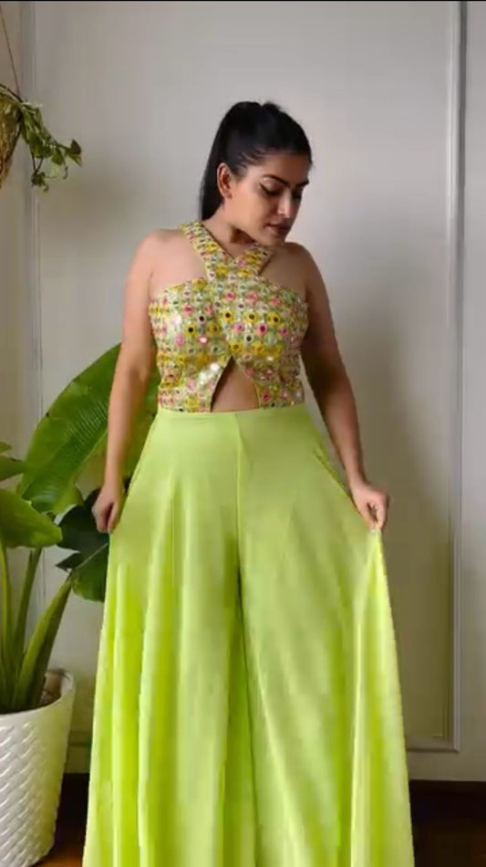 Foux Gorgette Thread With Sequence And Micro Cotton Jumpsuit