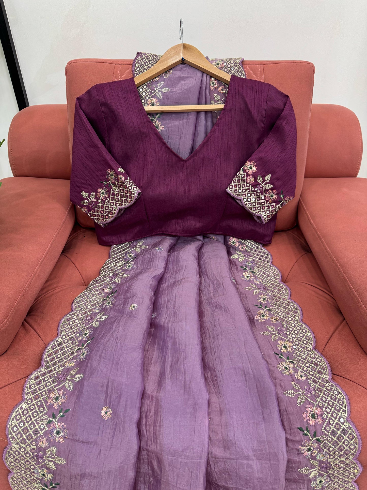 DESIGNER CRUNCHY SILK SEQUENCE WORK SAREE