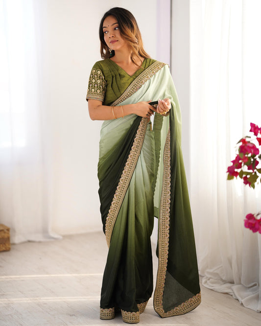 CHINON SILK WITH THREAD & SEQUENCE WORK SAREE