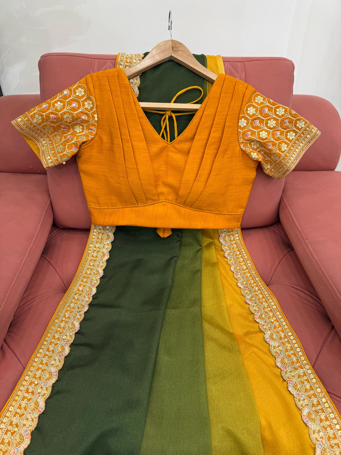 CHINON SILK WITH THREAD & SEQUENCE WORK SAREE