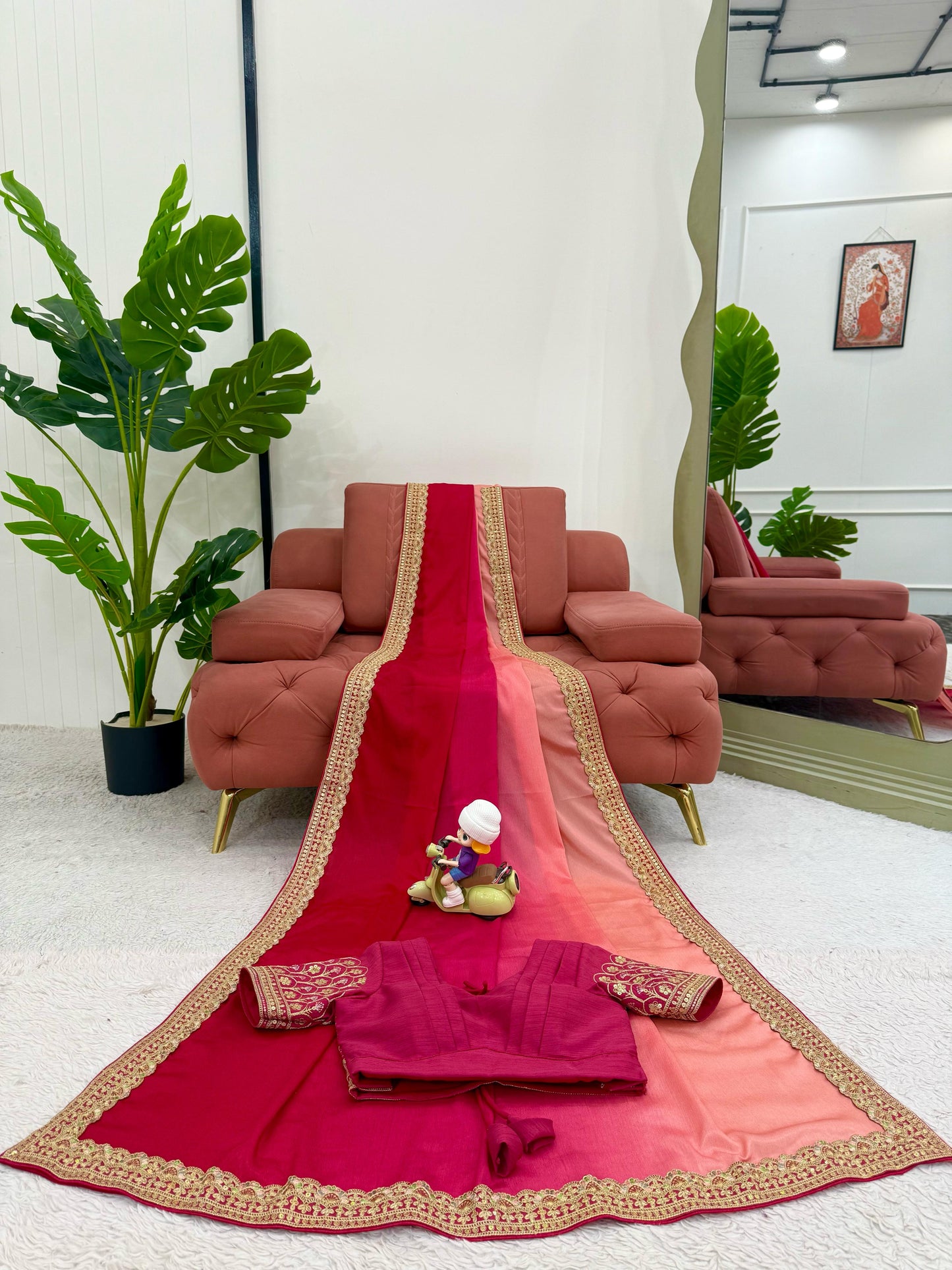 CHINON SILK WITH THREAD & SEQUENCE WORK SAREE