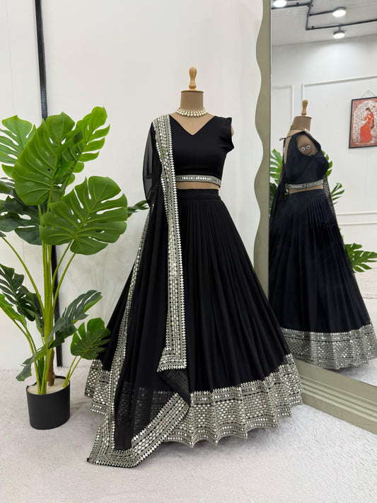 WEDDING SPECIAL BRIDAL BLACK LEHENGA CHOLI