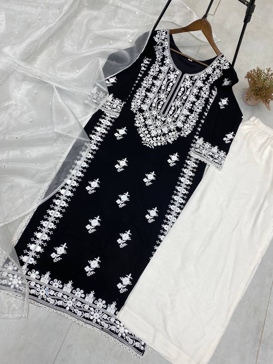 REYON EMBRODIERY WITH REAL MIRROR WORK TOP