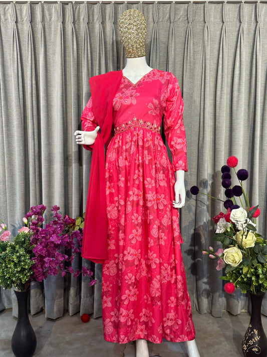 Maslin Silk With Micro Inner With Hand Work Top Pent