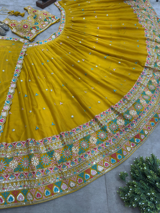 Embroidery Sequence Work With Cancan And Canvas Lehenga Choli