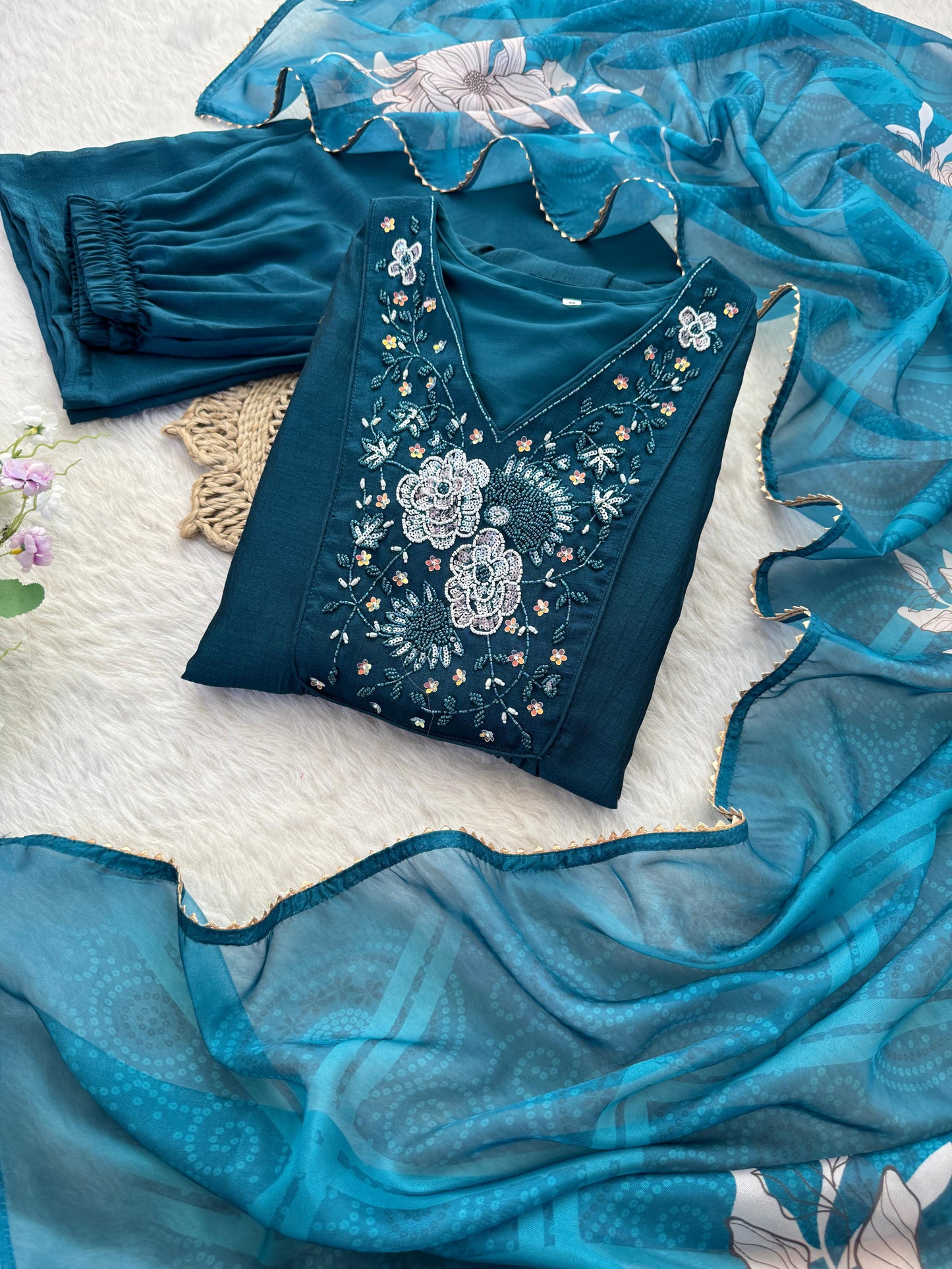 Heavy Vichitra Silk Handwork Gown