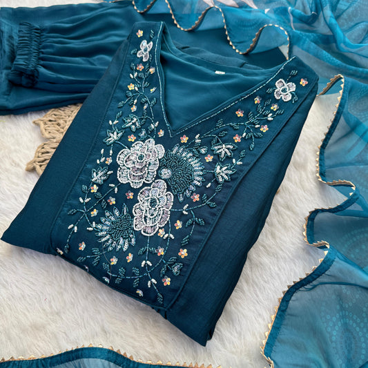 Heavy Vichitra Silk Handwork Gown