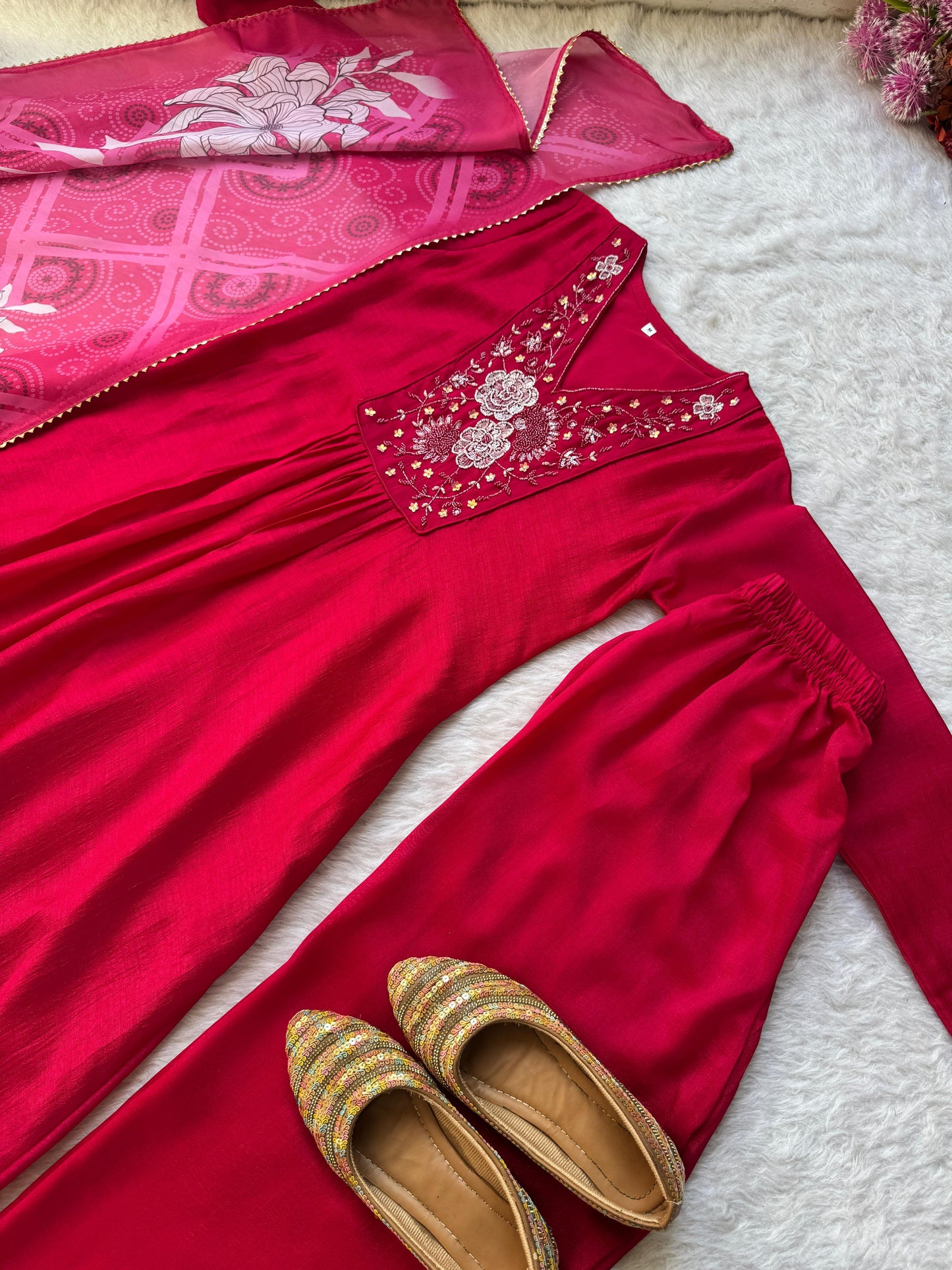 Heavy Vichitra Silk Handwork Gown