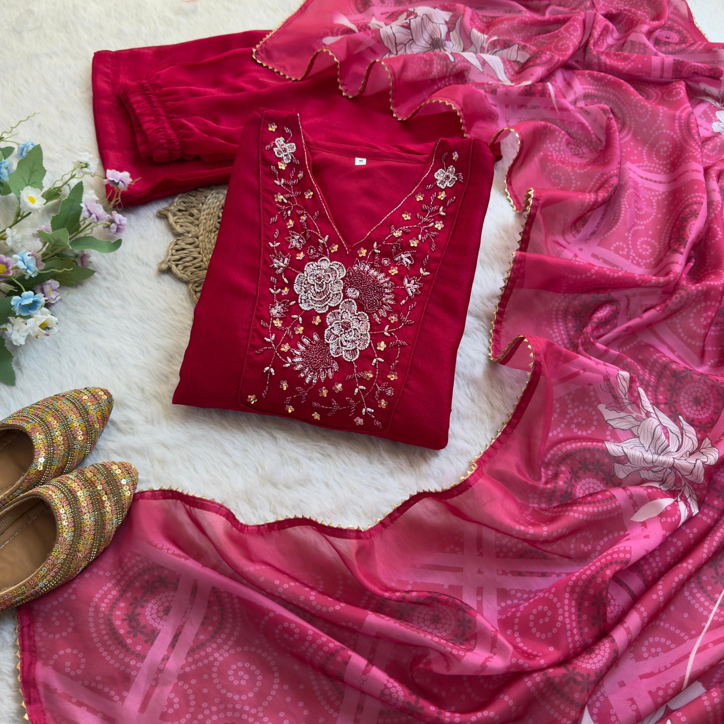 Heavy Vichitra Silk Handwork Gown