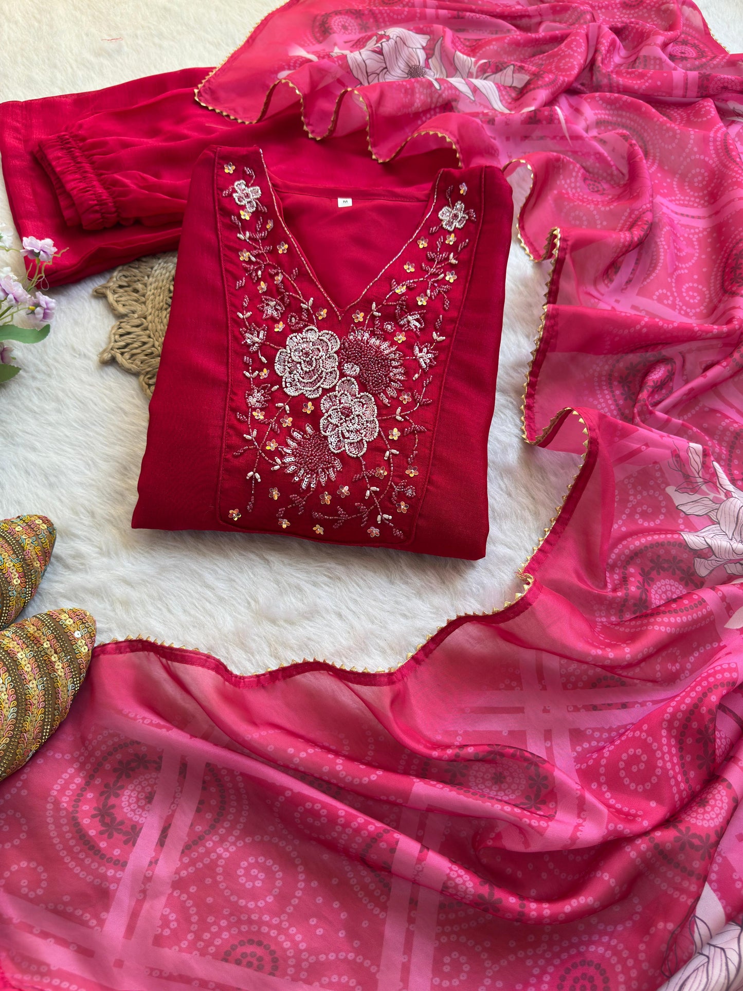 Heavy Vichitra Silk Handwork Gown