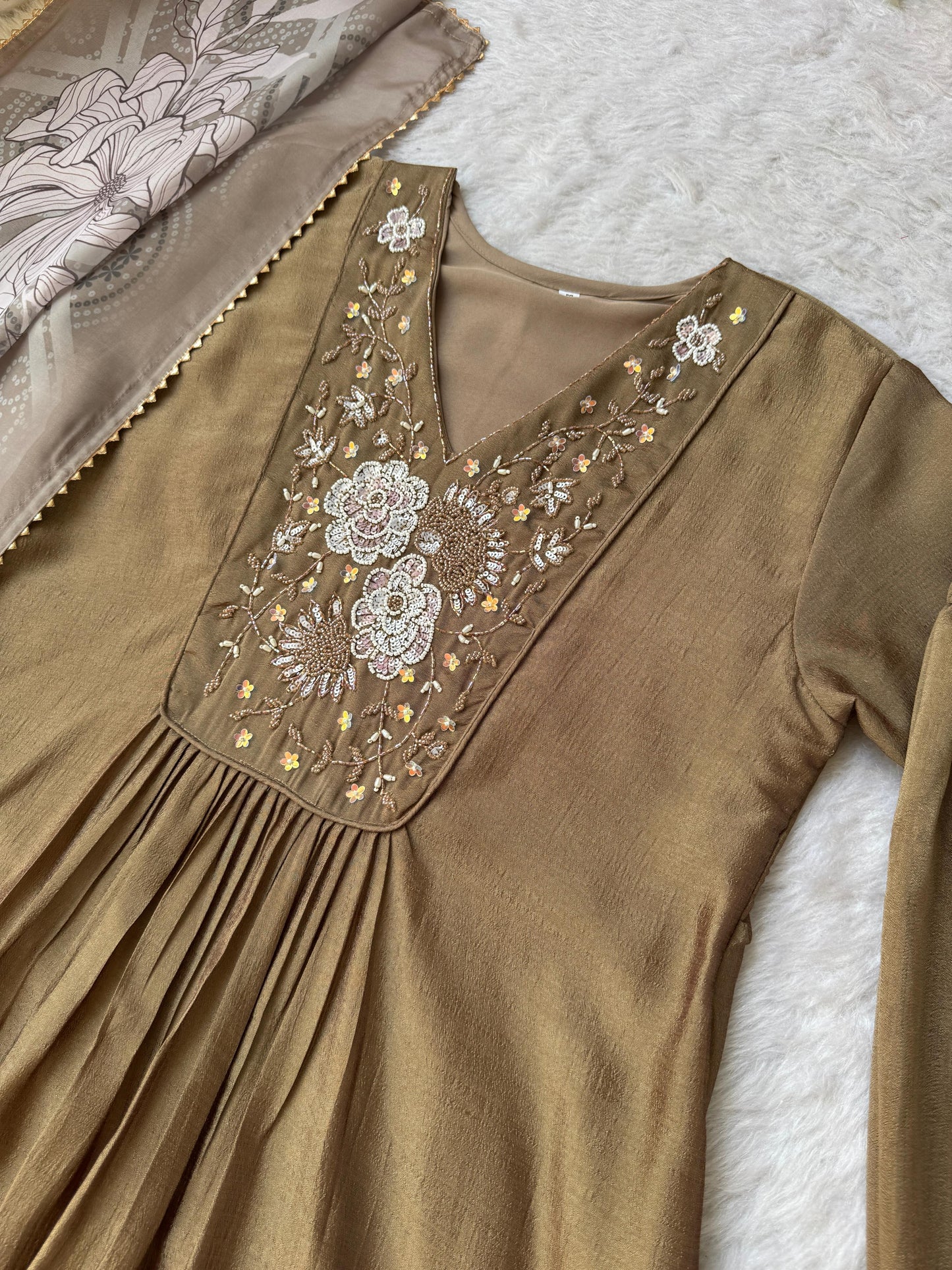 Heavy Vichitra Silk Handwork Gown