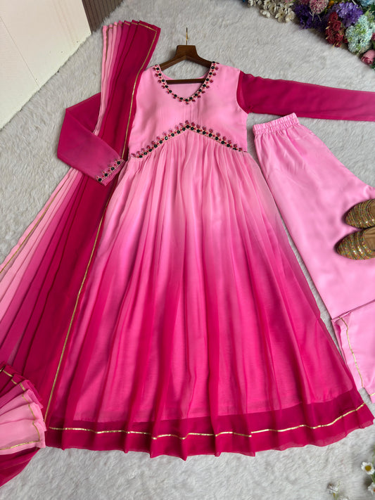 Georgette Printed Color Heavy Butter Cotton Gown