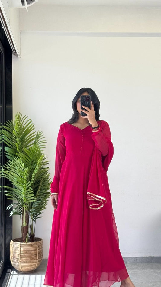 Heavy Blooming Foux Gorgette Umbrella Flair With MIcro Cotton Gown