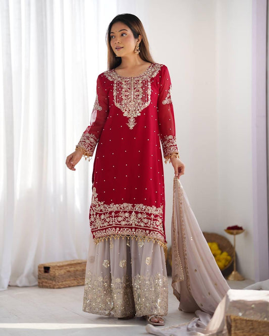 Faux Georgette with inner Coding & Sequnce Work Pakistani Eid Suit
