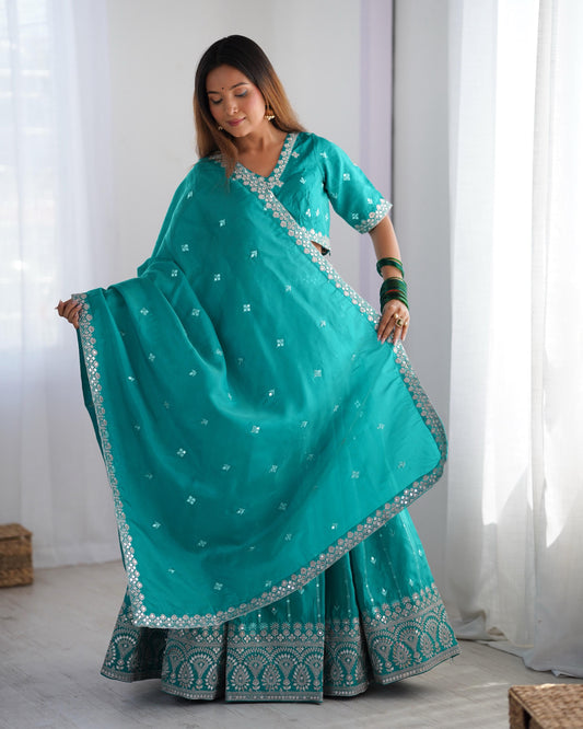 Shimmer Silk Thread & Sequence Work Wedding Lehenga Choli