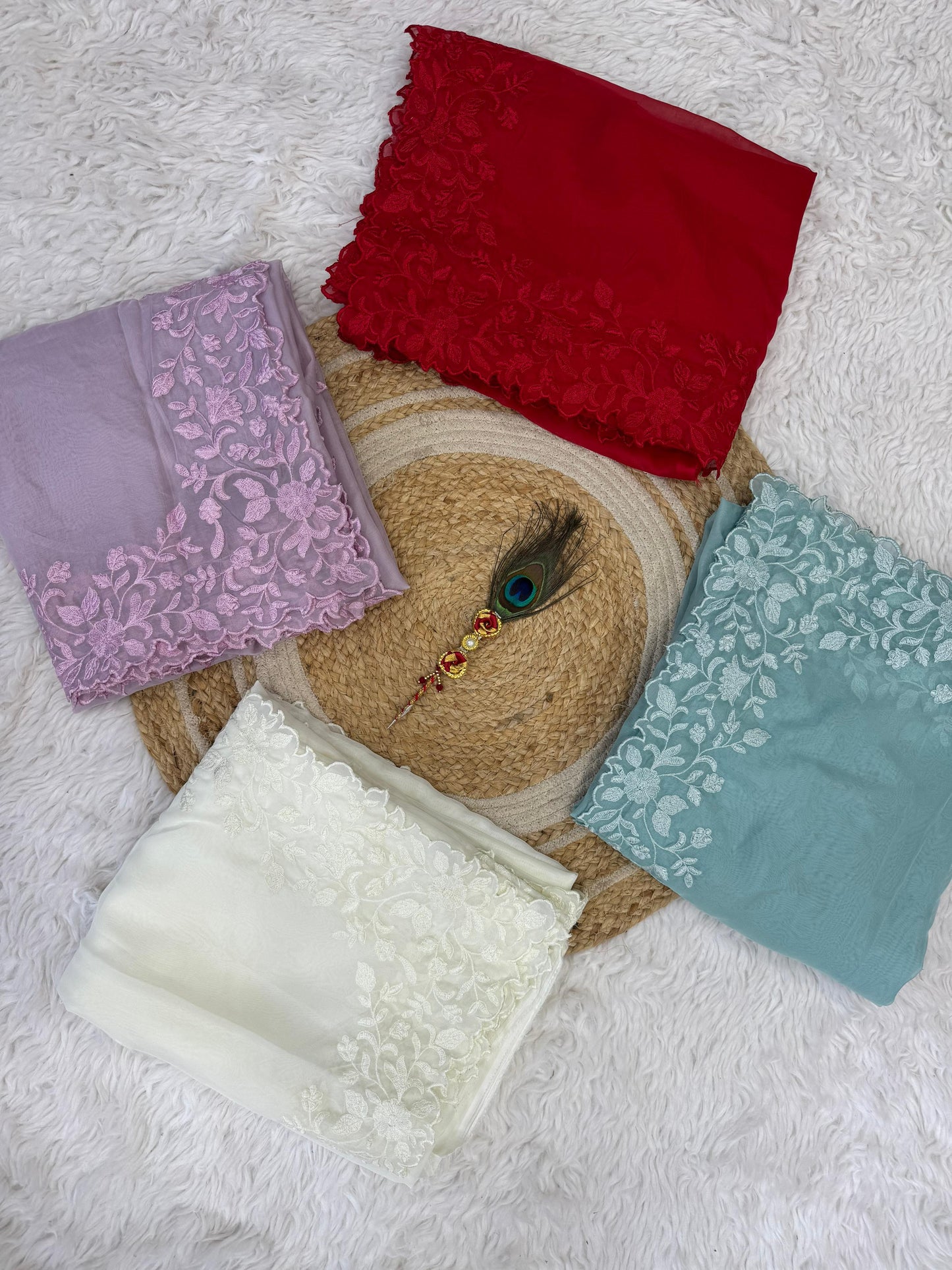 Premium Chiffon Orgenza Viscoss Embroidered Work Saree