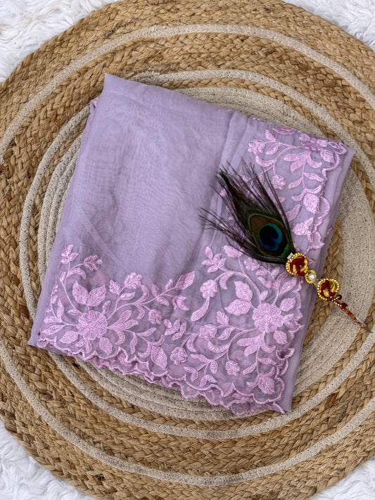 Premium Chiffon Orgenza Viscoss Embroidered Work Saree