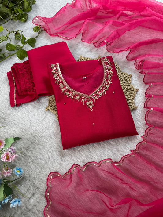 Premium Gadwal Handwork Sequence Work Top Pent