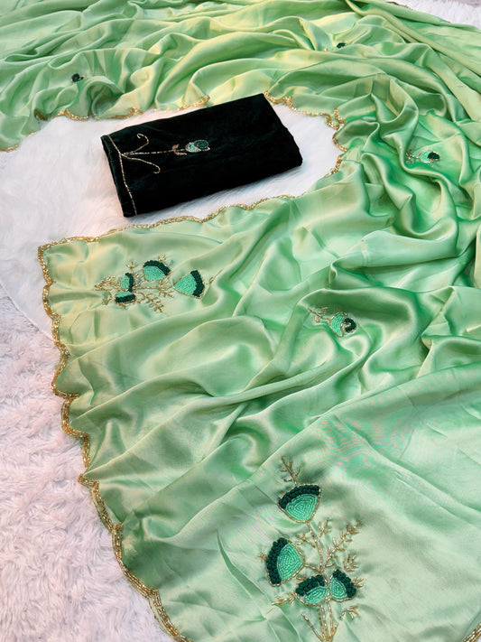 Soft rangoli silk Beautiful handwork Saree