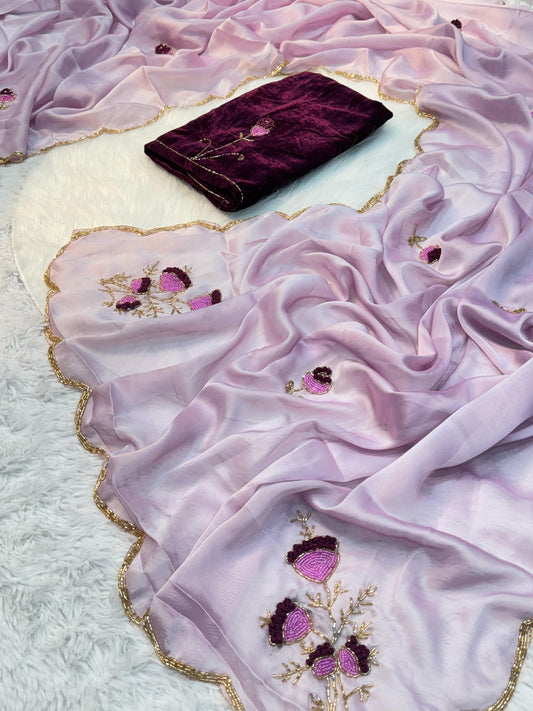 Soft rangoli silk Beautiful handwork Saree