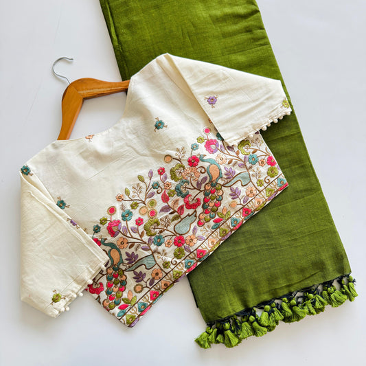 Black Color Cotton Silk With Digital Print Saree